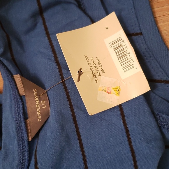 (L) NWT Denver Hayes Blue Stripe Stretch Comfortable Vacation Resortwear Coastal - Picture 3 of 8